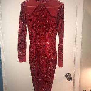 Red sequin dress